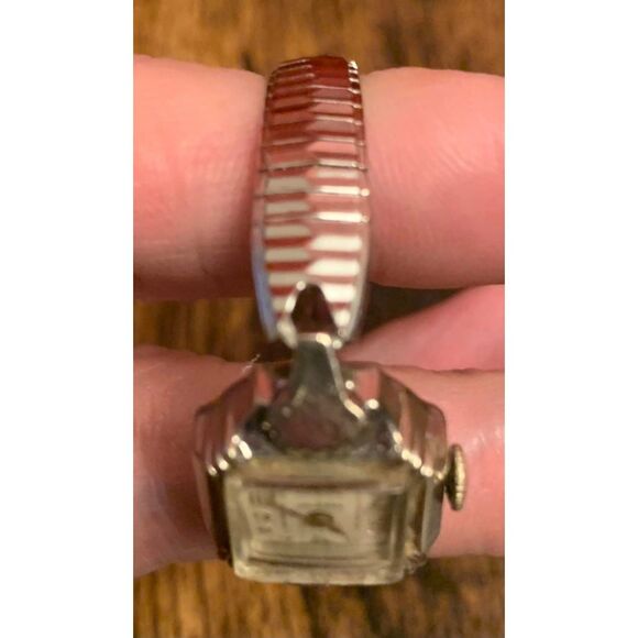 Vintage WORKING Delbana 17 Jewels Winding New Silver Tone Band Art Nouveau main image 4